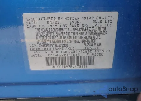 2024 Nissan Kicks S Xtronic Cvt from USA, damaged, VIN 3N1CP5BV7RL475386